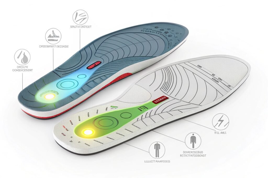 a 3d rendered cross section view of custom insoles