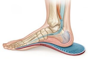 a detailed anatomical illustration of a foot with