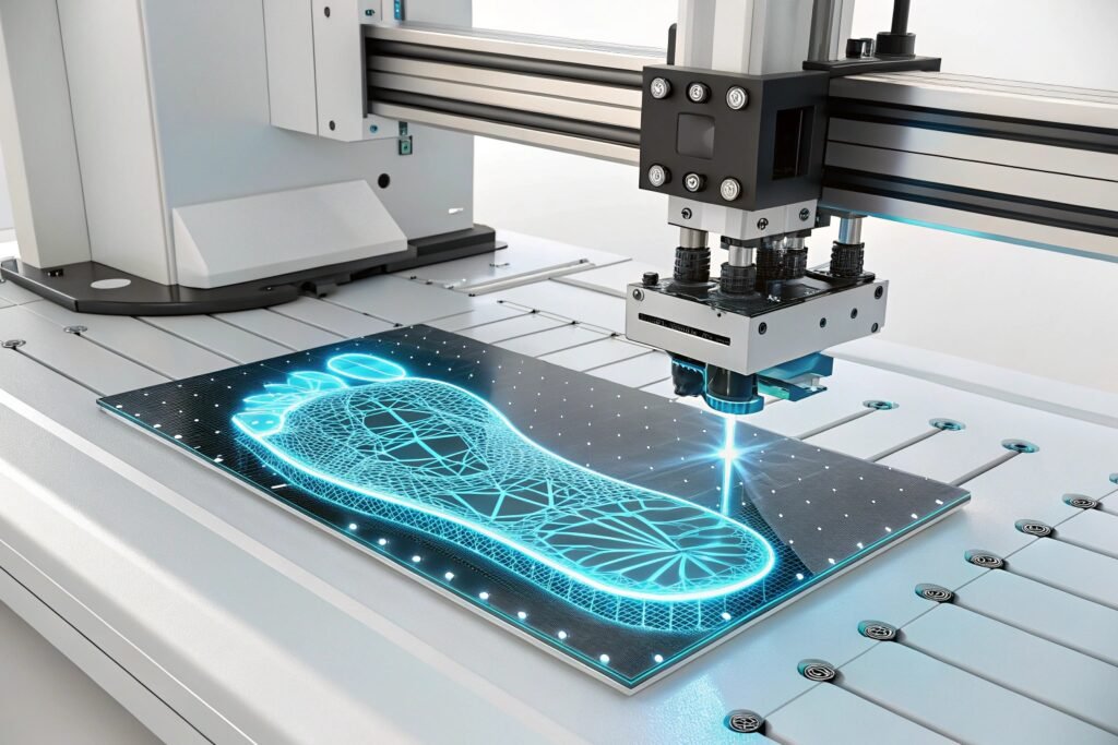 a futuristic 3d scanning process capturing foot co