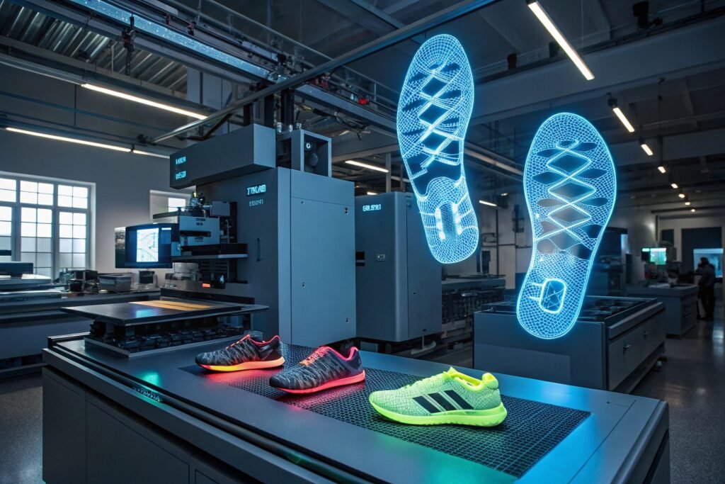 a futuristic high tech laboratory with 3d foot sc