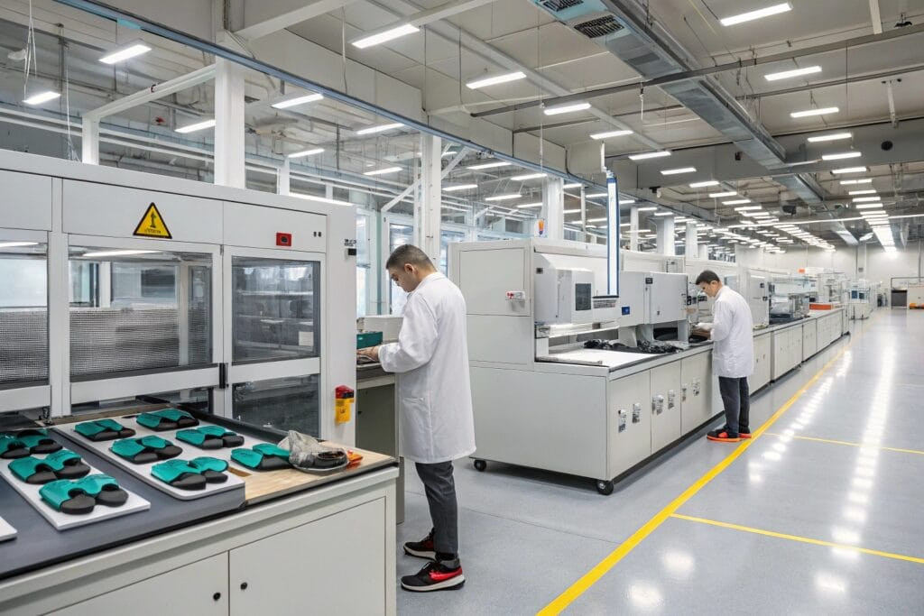 a modern orthotic insole factory with precise lase