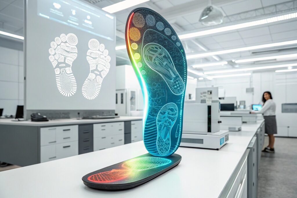 futuristic custom insole design with glowing biome