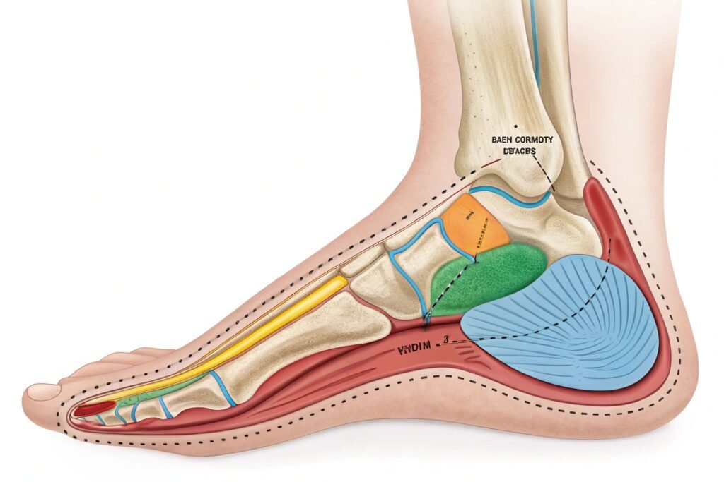 hyper realistic cross section of a human foot with