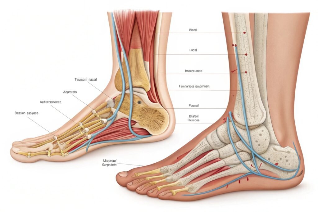 side by side anatomical comparison of healthy foot