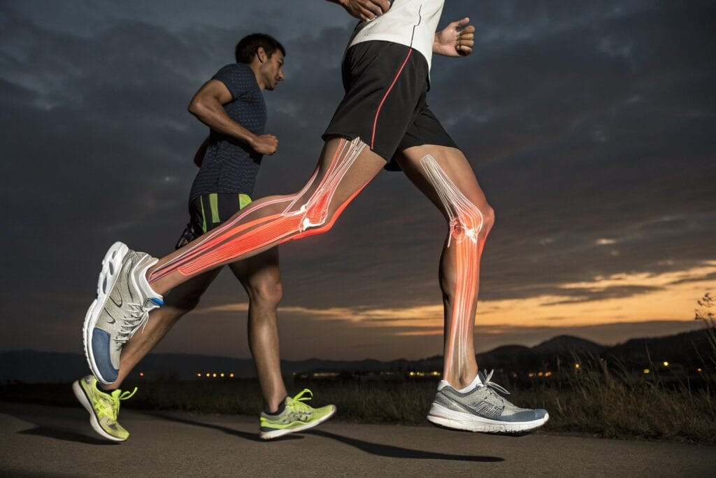 side by side comparison of two runners leg mechan