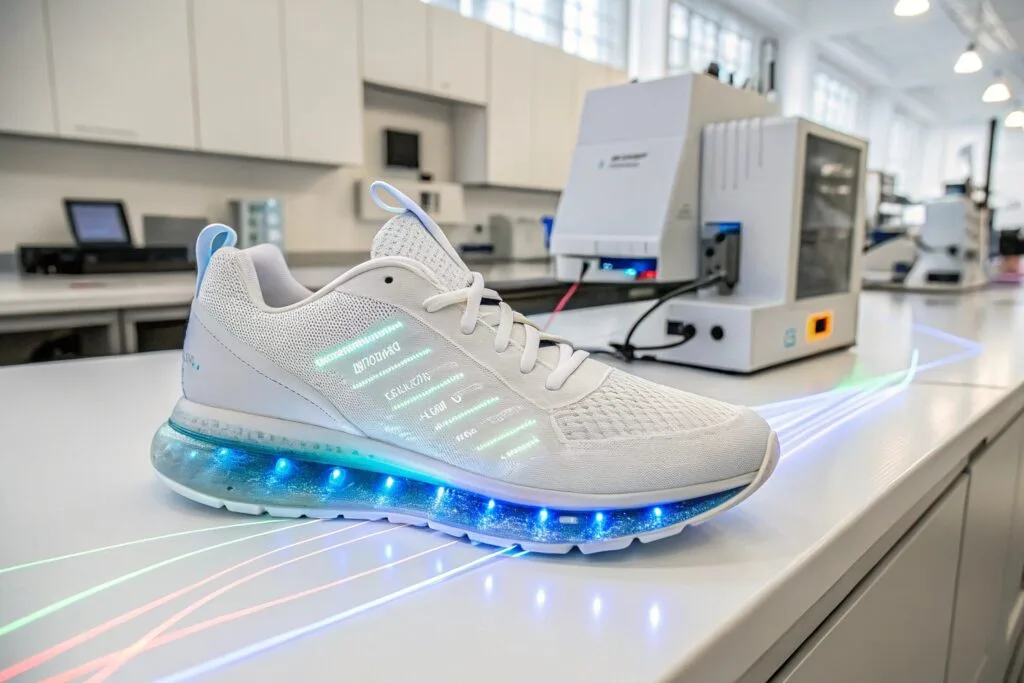 transparent high tech sneaker midsole with glowing